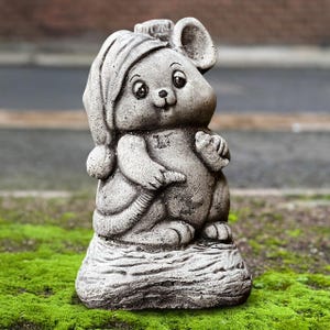Fantasy mouse figurine Concrete mouse sculpture Cement animal ornament Stone wildlife decoration Handmade mouse sculpture Mouse lover gift