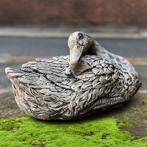 Elegant goose decor Concrete duck statue Stone pet sculpture Cement bird ornament Garden duck figure Lover gift Yard art Handmade goose