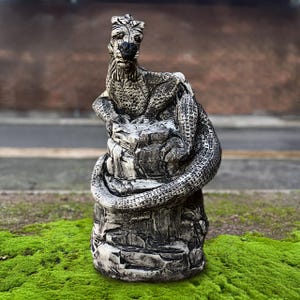 Concrete dragon sculpture Stone large dragon statue Outdoor animal decoration Dragon lover gift Yard art Handmade dragon Garden figurine