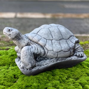 Concrete turtle garden statue Stone tortoise yard figurine Outdoor animal sculpture Peaceful garden ornament Turtle lover gift Handmade art