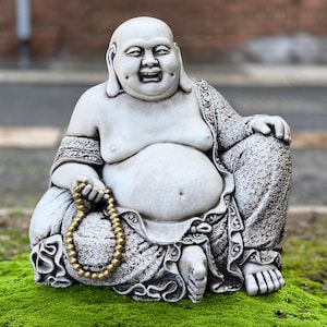 Concrete Buddha statue Stone sitting Buddha sculpture Funny Buddha figurine Outdoor Japanese decoration Buddha lover gift Garden ornament