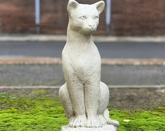 Gran escultura de gato de cemento, estatua de gatito de hormigón, decoración para mascotas al aire libre, figura conmemorativa de gato, arte animal hecho a mano para jardín y patio.