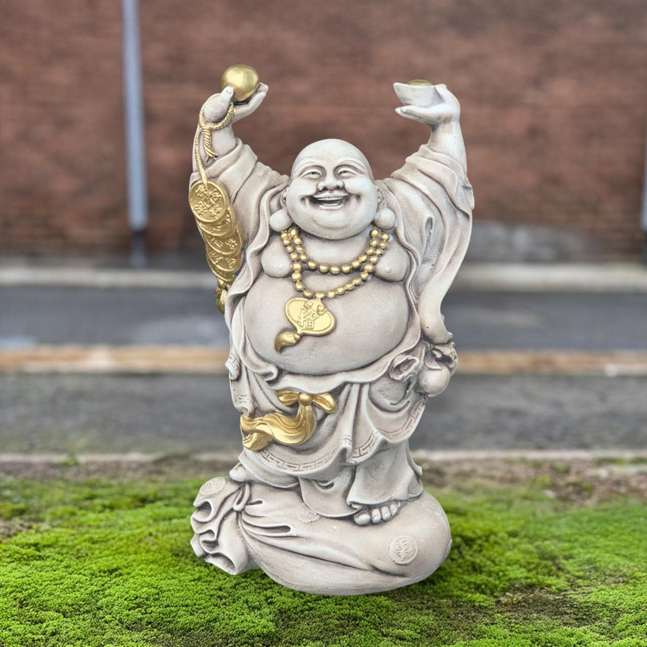 Laughing Buddha Sculpture Stone Smiling Buddha Statue Concrete Zen Laughing Buddha Sculpture Stone Smiling Buddha Statue Concrete Zen