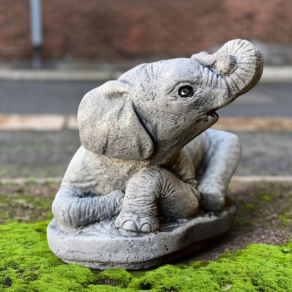 Realistic Elephant Figurine Concrete Elephant Decoration Stone