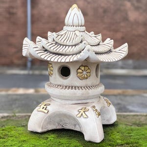 Stone large pagoda sculpture Outdoor pagoda figure Massive lantern ornament Zen garden decoration Pagoda lover gift Front door art Yard art