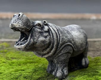 Unique hippopotamus statue Realistic wildlife sculpture Outdoor hippo figurine Garden animal ornament Handmade hippo decoration Lover gift