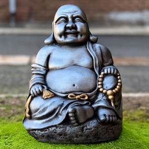 Smiling Buddha figurine Massive Buddha statue Japanese Buddha sculpture Outdoor Asian ornament Zen garden decoration Buddha lover gift