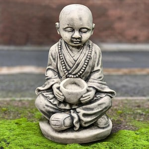 Meditation Buddha with pot statue Concrete Buddha sculpture Stone japanese figurine Outdoor relaxing Buddha ornament Buddha lover gift