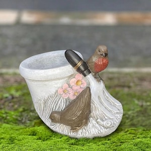 Concrete Birds Planter Statue Handmade Bird Flower Pot Ornament Outdoor Bird Figure Stone Planter Lawn Sculpture Garden Cement Animal Decor