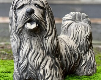 Garden Shih Tzu sculpture Concrte dog statue Stone memorial Shih Tzu decoration Stone puppy ornament Cement pet figurine Breed yard art