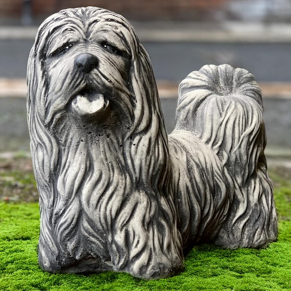 犬彫刻付き コンクリート 陶器 オーナメント 犬彫刻付き コンクリート 陶器 オーナメント Garden Shih Tzu