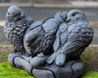 Concrete birds sculpture Cement bird statue Outdoor garden ornament Handmade bird art Lover gift Front door decoration Yard art Home decor