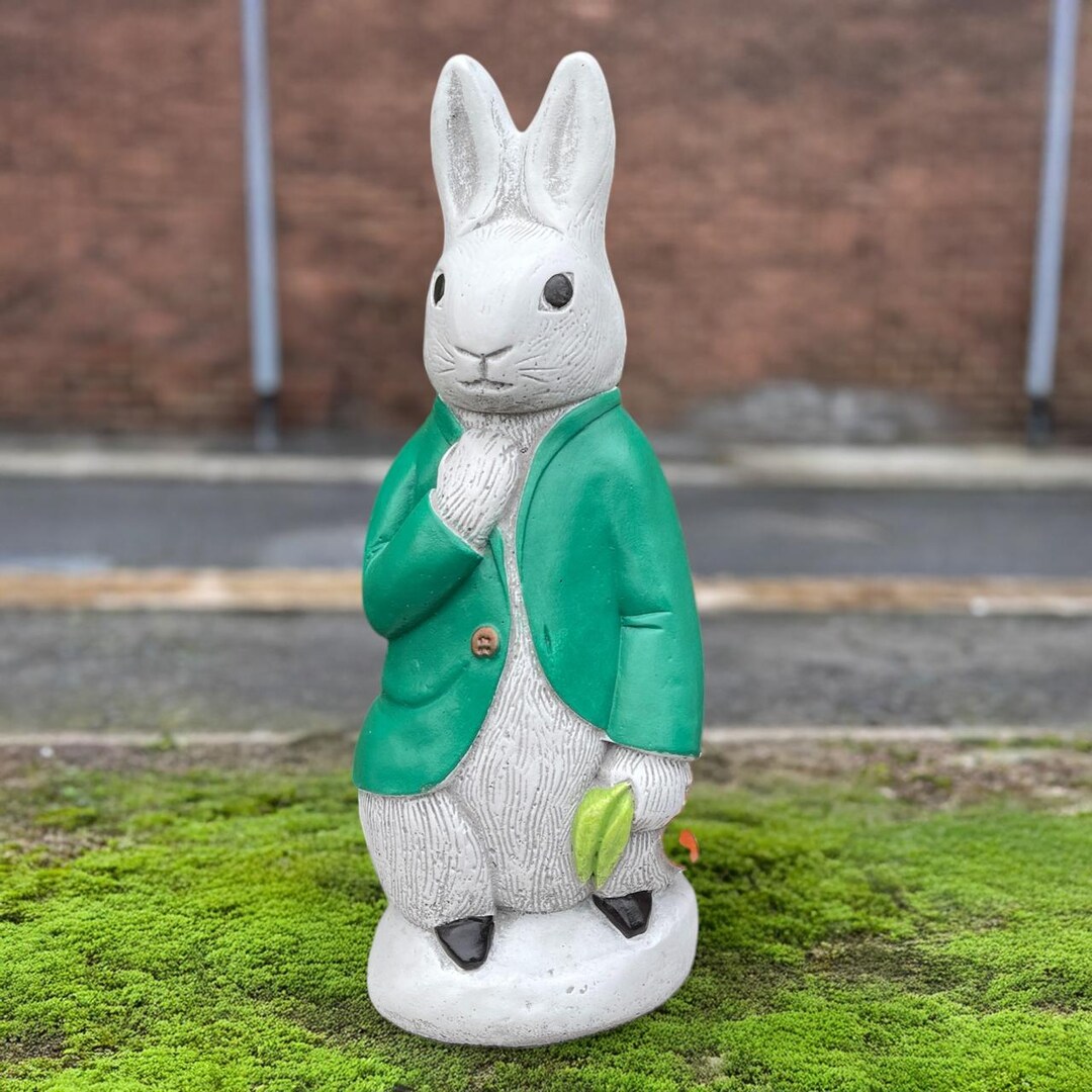 Peter Rabbit 2 Cement Rabbit Stone Peter Rabbit Figurine Concrete Easter Bunny Ornament Outdoor Pet ...