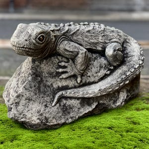 Amazing lizard garden statue Concrete reptile sculpture Outdoor lizard figurine Cement yard decor Lizard lover gift Handmade lizard Home art