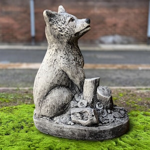 Outdoor fox figurine Concrete fox sculpture Cement animal decoration Stone wild life ornament Garden and home statue Fox lover gift Yard art