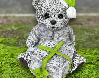 Betonnen beer met cadeau sculptuur vakantie dier standbeeld stenen beer figuur handgemaakt wintertuin decor tuinornament beer minnaar cadeau