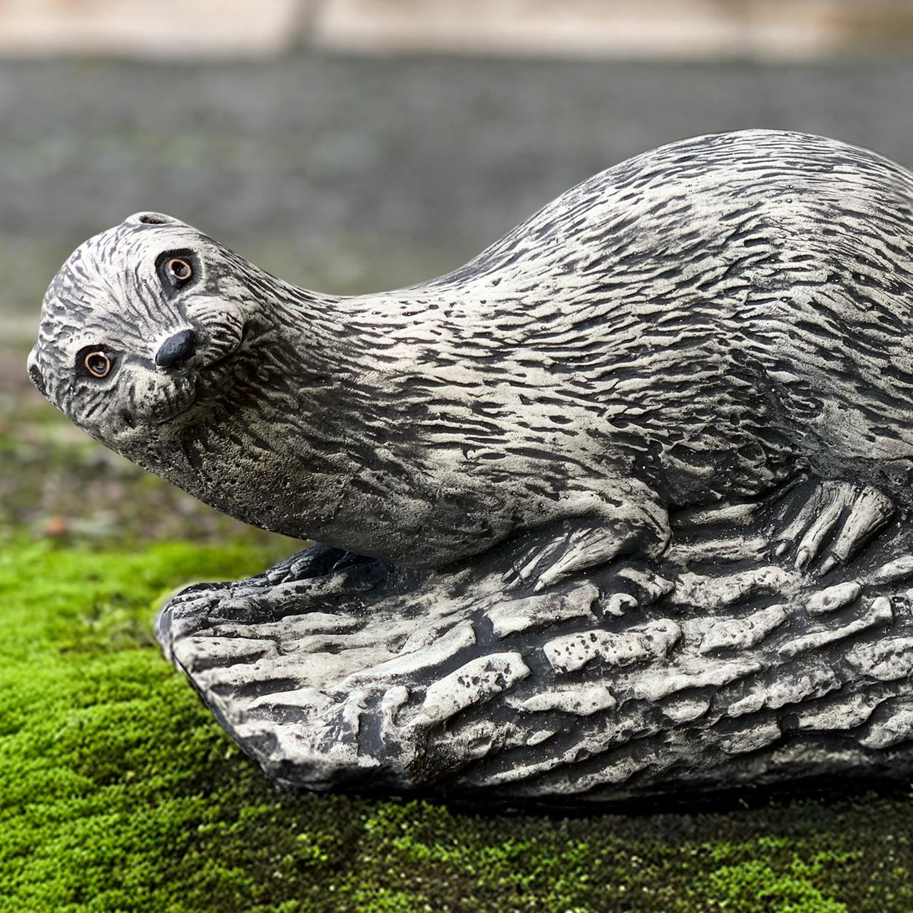 Garden otter statue Concrete animal sculpture Stone wildlife figurine Cement river decoration Animal ornament Otter lover gift Yard art