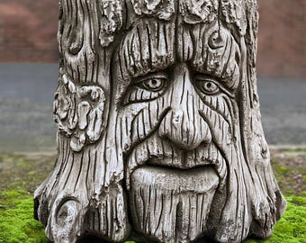 Outdoor tree planter statue Concrete flower pot sculpture Cement plant pot figurine Stone garden ornament Planter lover gift Yard art