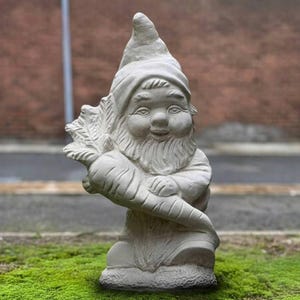 Concrete gnome statue Outdoor pixie sculpture Cement animal decoration Handmade gnome art Front door figurine Gnome lover gift Yard art
