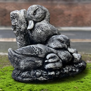 Decoración de patos de piedra para familia, conjunto de estatuas grandes de patos para jardín, adorno de patitos de hormigón, escultura animal para exterior, decoración de pájaros para jardín, regalo para enamorados