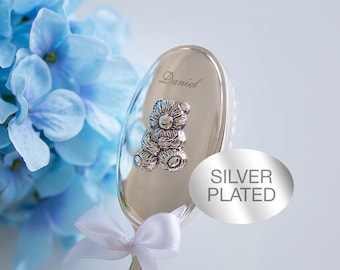 Personalized Silver Plated Baby Brush and Comb Set: Christening Gift