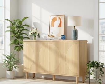 Modern Buffet Cabinet  Sideboard with Storage & Doors, Contemporary Dining Room Storage Cabinet