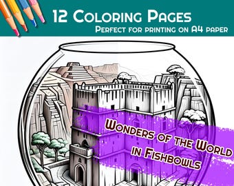 Dibujos para colorear creativos, regalo artístico para niños, maravillas del mundo, dibujos para colorear, páginas imaginativas para imprimir