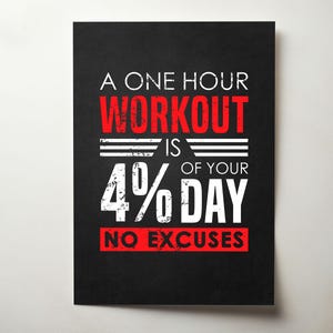 A One Hour Workout Phrase Typographic Gym Print, Encouraging Fitness Poster, Decor,  Typographic Weightlifting Slogan - DIGITAL DOWNLOAD