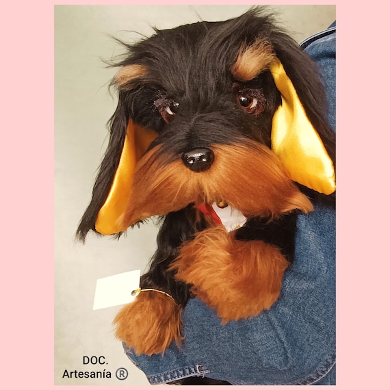PelucheTeckelPeloDuroNegro.PerroDePeluche.AnimalDePeluche.TeddyDog.Christmas.HandmadeStuffedAnimal.Teckel.Dachshund.RegaloDeNavidad.
