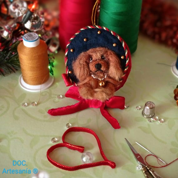 AdornoCavalierKingCharlesSpanielRuby.AdornoHogar.HomeOrnament.AdornoArbolNavidad.ChristmasTreeOrnament.Needlefelting.Lana.Ornament.Handmade