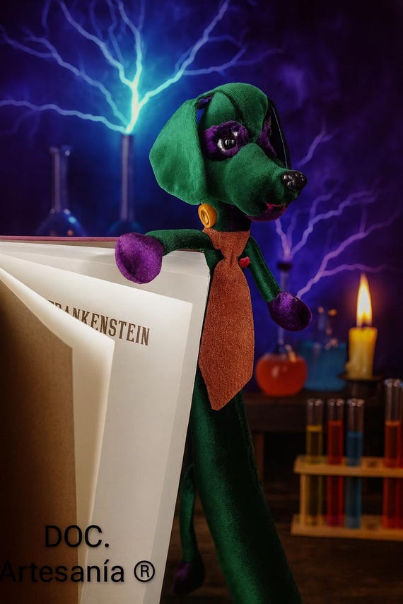 PelucheDogFrankie.Frankenstein.PerroFrankenstein.PerroTeckel.MuñecoArtesanal.AnimalDePeluche.PerroDePeluche.HandmadeStuffedAnimal.Christmas