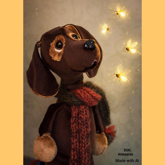 PelucheDachshundDogMoka.TeckelDePeluche.PerroDePeluche.AnimalDePeluche.TeddyDog.ClothDog.Christmas.Teckel.Dackel.StuffedDog.HandmadeStuffed.