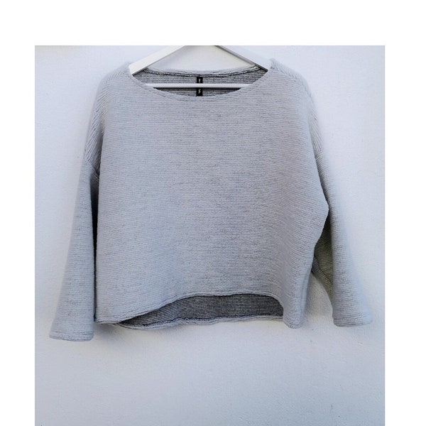Wool jumpers women pale grey white natural minimalist simple pullover loose comfy baggy rustic knit slow fashion bohemian boutique unisex
