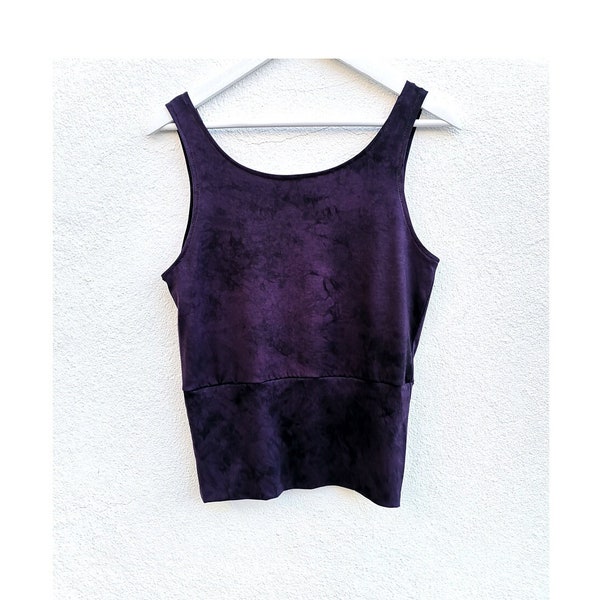 Ritual tank top deep purple hand dyed camisole vest singlet punk dance yoga colour healing eco pagan magic moon ethical sustainable natural