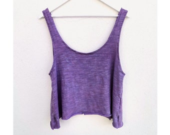 Crop swing vest lilac cotton knit top black womens slow fashion hand dyed style minimalist singlet shirts loose summer gaia A-line purple