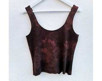 Earthy brown crop top chakra heal mori strega vibes yoga hand dyed grunge minimalist alternative ethical festival vegan singlet dance vest