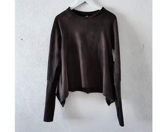 Organic cotton jumper dark brown soft hand dyed hippie gaia shop bohemian forest mori sweater pullover shirt ethical natural eco pagan loose