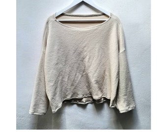 Slouchy jumper white beige black organic cotton womens style layering garments boho baggy loose pullovers simple minimalist tops ecological