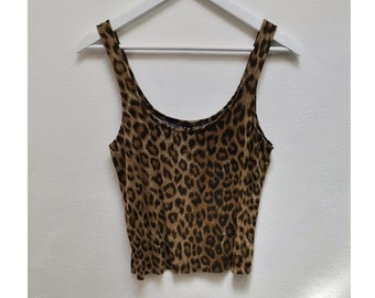 Leopard print crop top natural yoga animal pattern grunge punk minimalist ethical grounding vegan singlet vest luxe classic clothing shirts