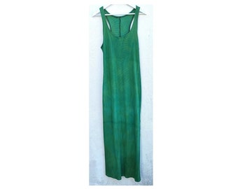 Witchy dress jade green waffle knit racerback grunge bohemian magic maxi dyed chakra alternative wise new age pagan luna moon luxe vibrant