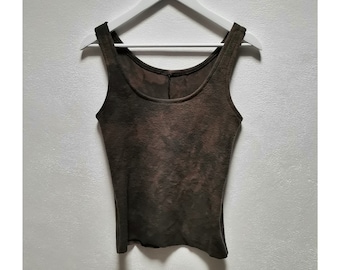 Earthy brown tank top womens bodice shirt singlets hand dyed alternative ethical raw festival eco boho luxe boutique forest mori elf gaia