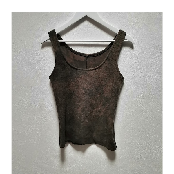 Earthy brown tank top womens bodice shirt singlets hand dyed alternative ethical raw festival eco boho luxe boutique forest mori elf gaia