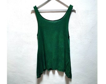 Linen swing vest top emerald green eco slow fashion dark wilds witchy hand dyed pagan hippie singlets shirts loose earthy gaia mori chakra