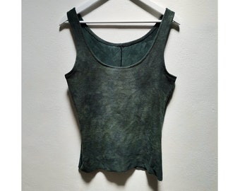 Grunge tank top womens earthy dark green bodice shirt singlets hand dyed alternative ethical raw dance eco boho luxe boutique vegan clothes