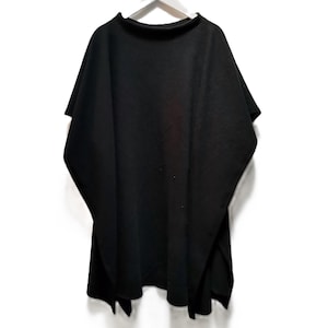 Black Organic Cotton Poncho: Unisex Minimalist Cape