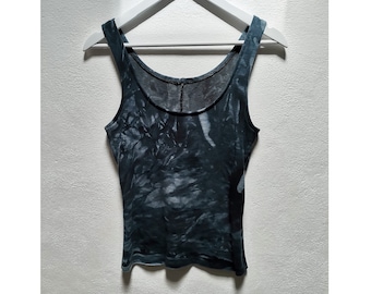 Grunge tank top womens black grey bodice shirt bright vibrant singlet hand dyed alternative ethical raw festival eco boho luxe boutique