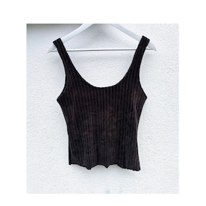 Dark brown organic cotton crop top natural ribbed yoga hand dyed grunge minimalist alternative grounding vegan singlet dance vest pagan