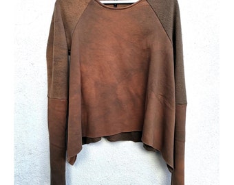 Natural brown sweater cotton fleece loose fit Dark Wilds brand style ethical clothes boho earthy sweatshirt womens jumper hand dyed winter