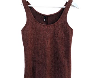 Earthy vest top fleece ginger brown hand dyed slow fashion bodice minimalist hippie yoga sustainable natural clothing handmade singlets eco