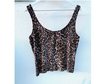 Leopard print crop top natural yoga animal pattern grunge punk minimalist ethical grounding vegan singlet vest luxe classic clothing shirts